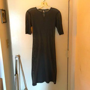 Charcoal gray sheer mesh sheath dress Morgane Le Fay